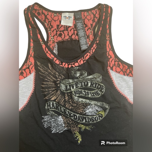 Harley Davidson Retro Y2K Eagle Live to Ride Racerback Tank Top Black L Large - Picture 1 of 4